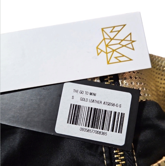 NWT • ALL THINGS GOLDEN | The Go To Mini Skirt in Gold Leather ~ Size Small - Picture 7 of 7